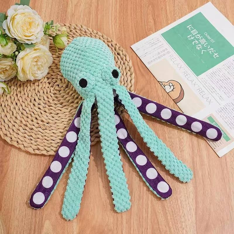 Squeaky Six-Legged Octopus Plush Chew Toy