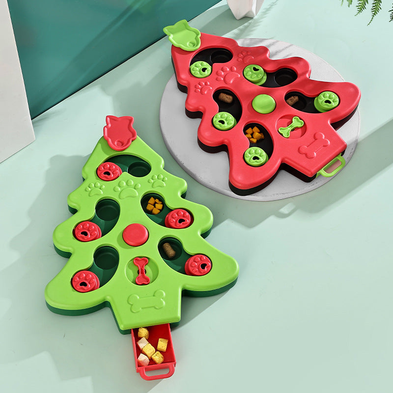 Christmas Tree Cat Puzzle Feeder Slow Feeder Bowl Interactive Iq