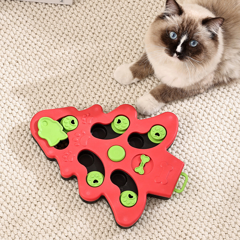 Christmas Tree Cat Puzzle Feeder Slow Feeder Bowl Interactive Iq