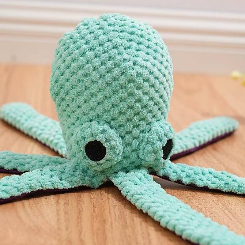 Squeaky Six-Legged Octopus Plush Chew Toy