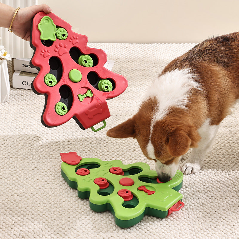 Christmas Tree Cat Puzzle Feeder Slow Feeder Bowl Interactive Iq