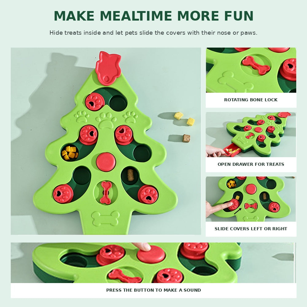 Christmas Tree Cat Puzzle Feeder Slow Feeder Bowl Interactive Iq